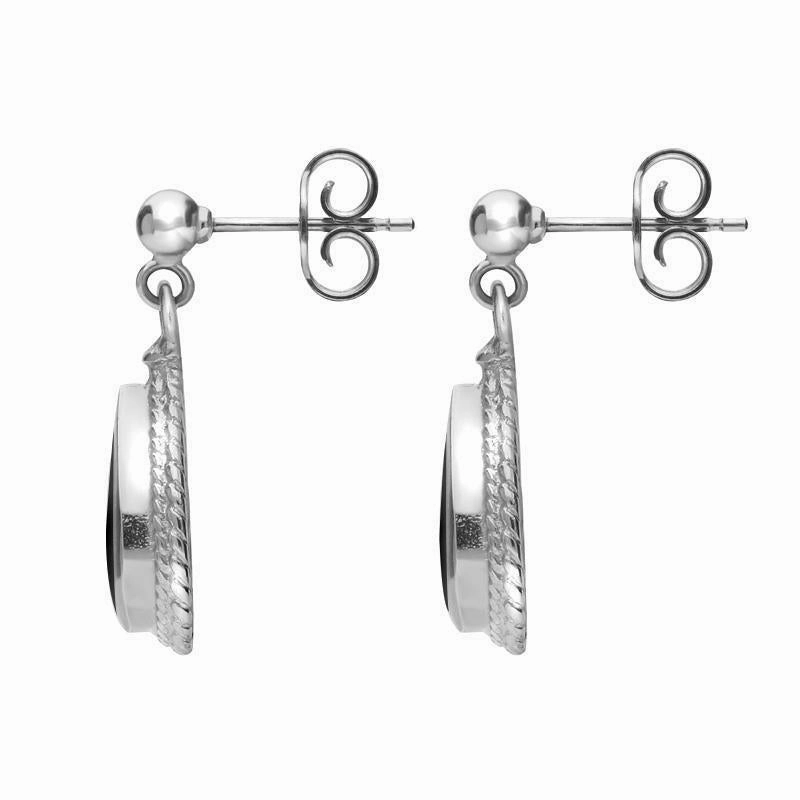 Sterling Silver Whitby Jet Pear Shaped Drop Earrings