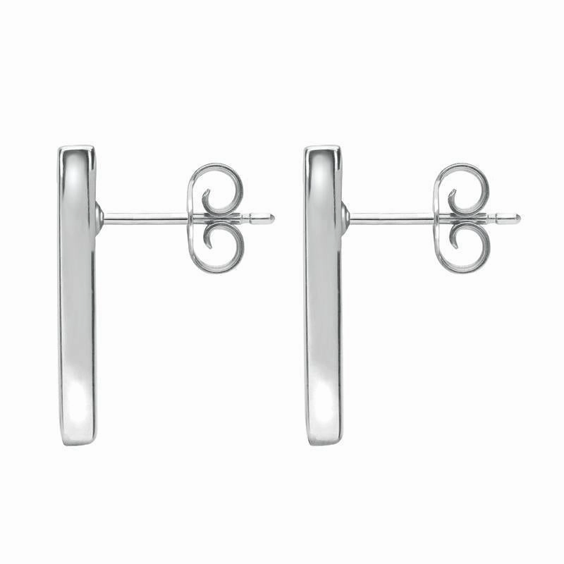 Sterling Silver Whitby Jet Six Stone Oblong Shaped Stud Earrings