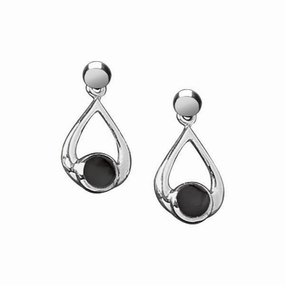 Sterling Silver Whitby Jet Small Teardrop Earrings