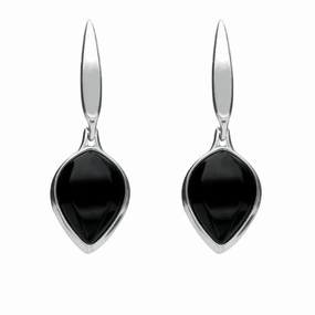 Sterling Silver Whitby Jet Tear Drop Earrings