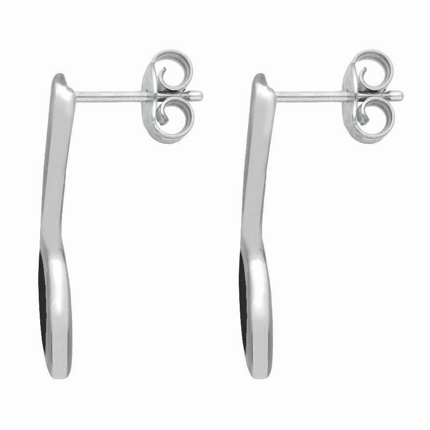 Sterling Silver Whitby Jet Toscana Long Marquise Stud Earrings