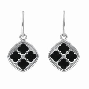 Sterling Silver Whitby Jet Whitby Abbey Window Drop Earrings