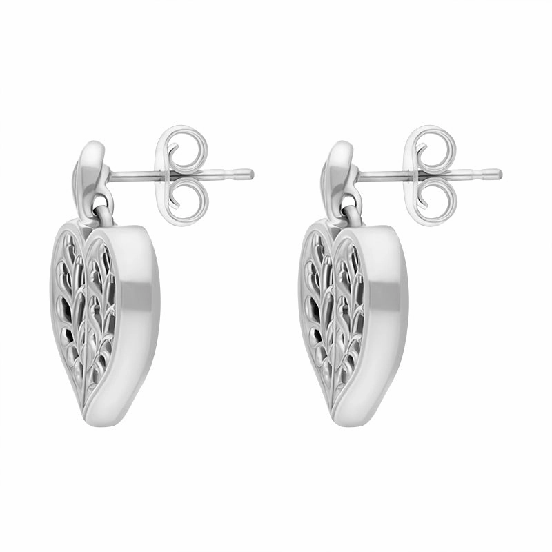 Sterling Silver Whitby Jet York Minster Heart Stud Drop Earrings