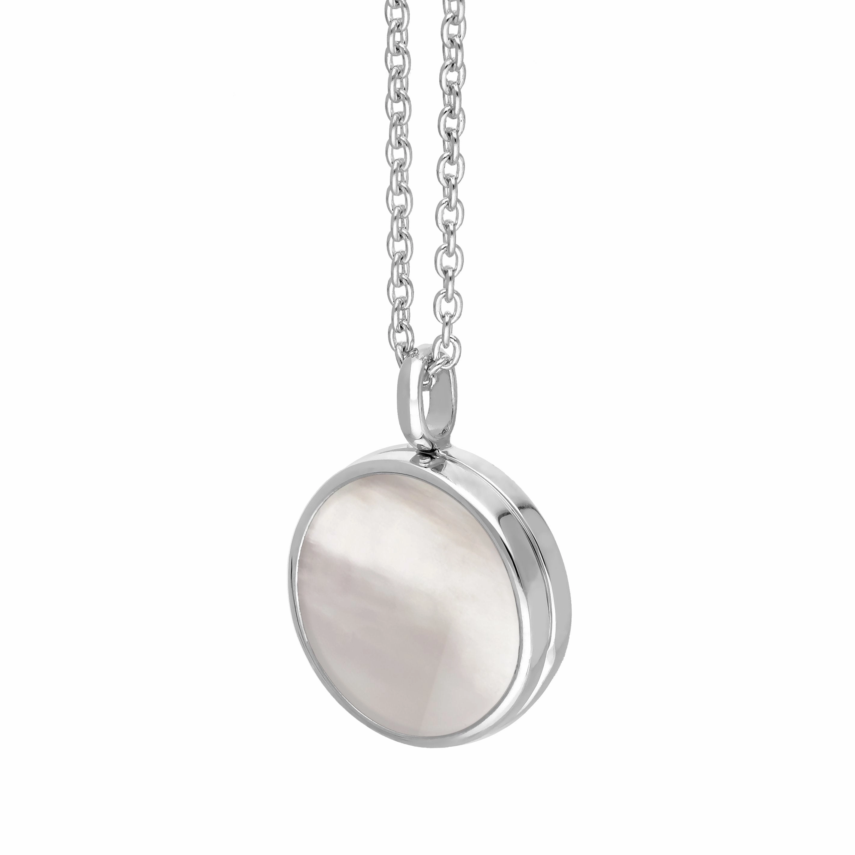 Sterling Silver White Mother of Pearl Small Round Locket