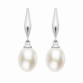 Sterling Silver White Pearl Drop Earrings