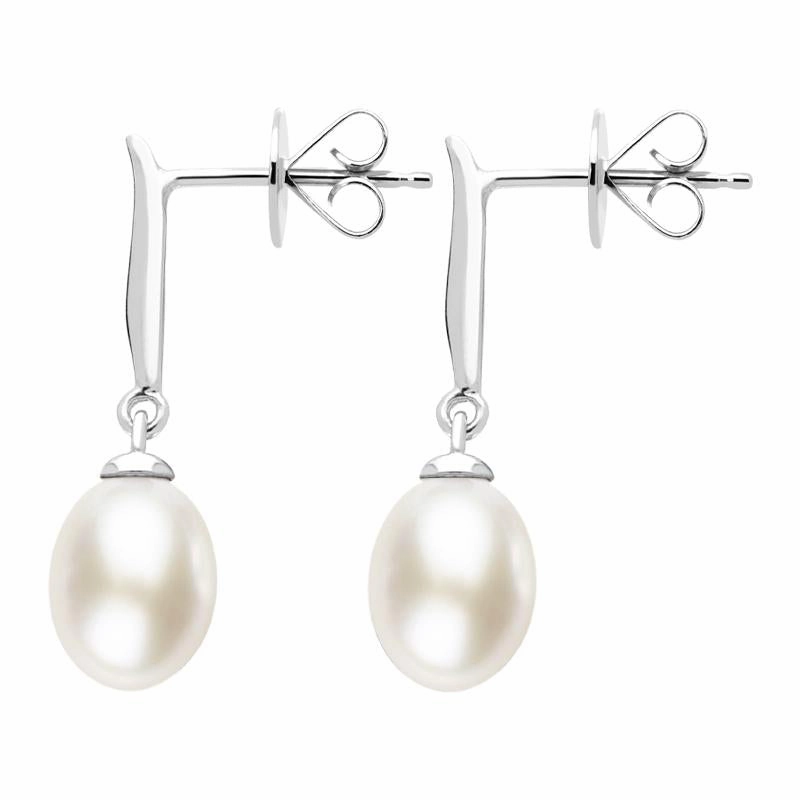 Sterling Silver White Pearl Drop Earrings