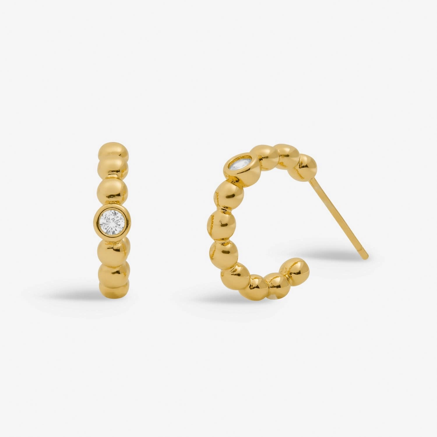 Style Stories Beaded Cubic Zirconia Hoop Gold Plated Earrings 7732