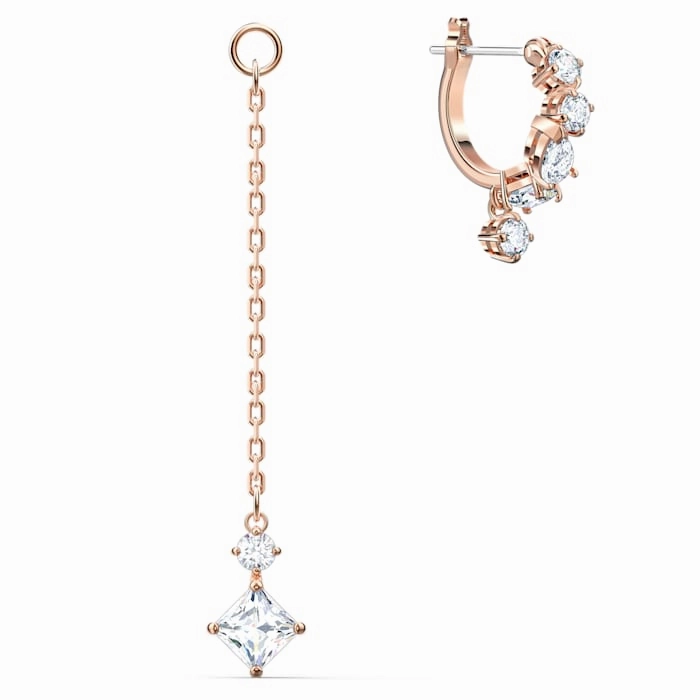 Swarovski Attract Rose Gold Tone Plated White Crystal Drop Earrings D
