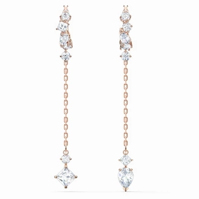 Swarovski Attract Rose Gold Tone Plated White Crystal Drop Earrings D