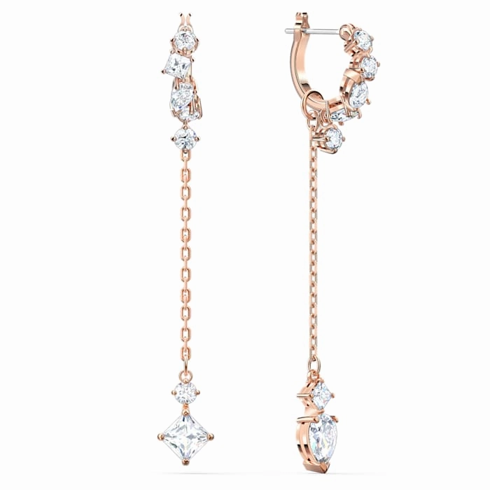 Swarovski Attract Rose Gold Tone Plated White Crystal Drop Earrings D