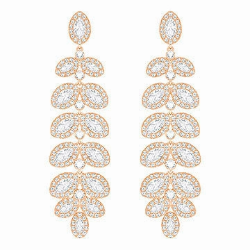 Swarovski Baron Rose Gold White Crystal Drop Earrings