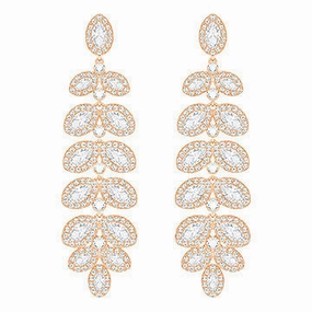 Swarovski Baron Rose Gold White Crystal Drop Earrings