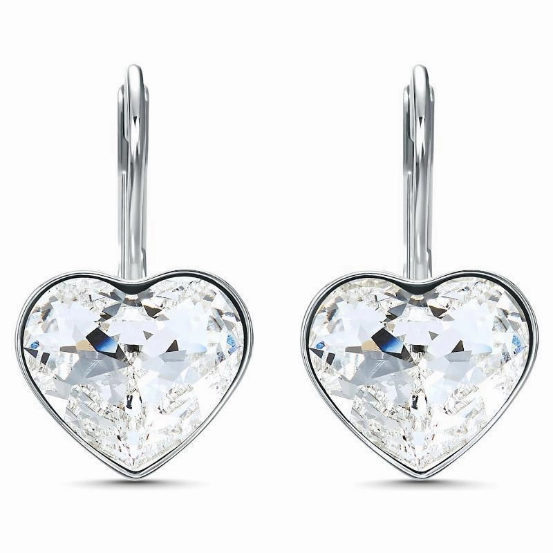 Swarovski Bella White Rhodium Plated Heart Drop Earrings