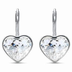 Swarovski Bella White Rhodium Plated Heart Drop Earrings