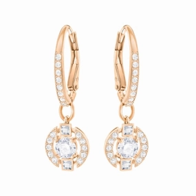 Swarovski Dance Rose Gold White Crystal Sparkling Round Drop Earrings