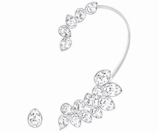 Swarovski Earring Droplet Ear Cuff Rhodium