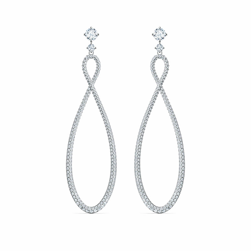 Swarovski Infinity White Rhodium Plated Hoop Pierced Earrings