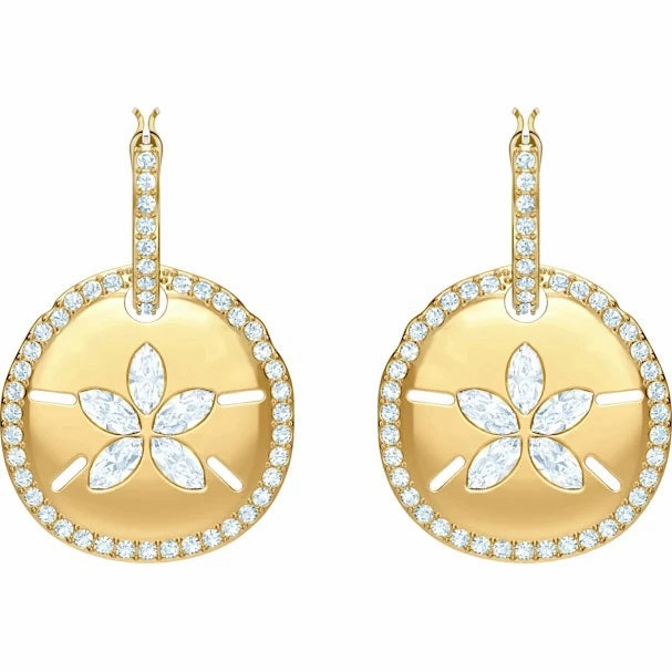 Swarovski Ocean Yellow Gold Plated Sand Coin Earrings