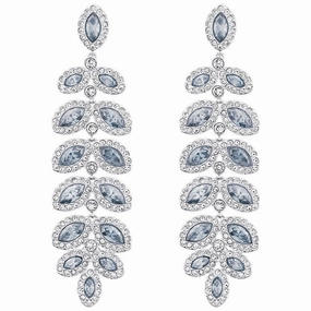 Swarovski Rhodium Blue And Clear Crystal Baron Drop Earrings