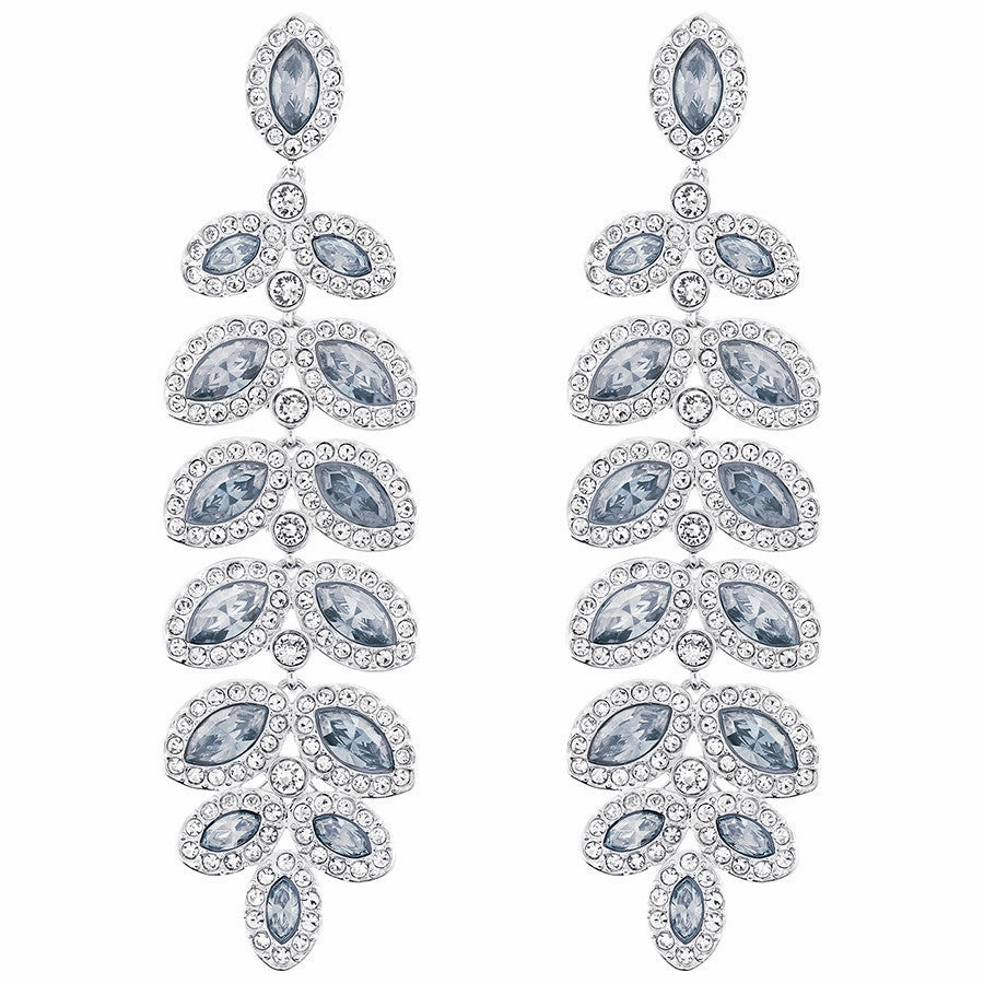 Swarovski Rhodium Blue And Clear Crystal Baron Drop Earrings