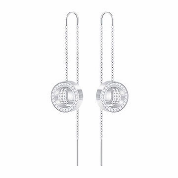Swarovski Rhodium White Crystal Hollow Drop Earrings