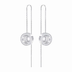 Swarovski Rhodium White Crystal Hollow Drop Earrings