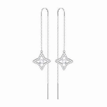 Swarovski Rhodium White Crystal Sparkling Dance Star Drop Earrings