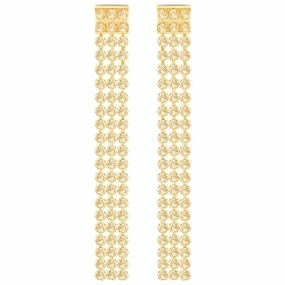 Swarovski Yellow Gold Golden Crystal Fit Long Earrings