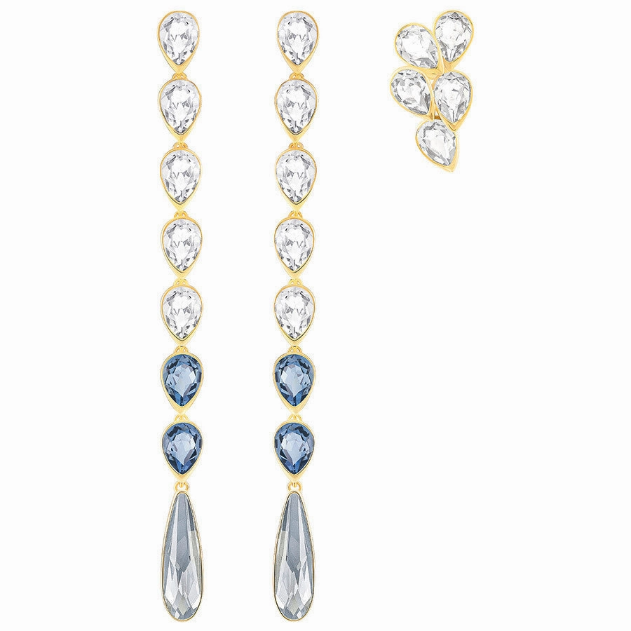 Swarovski Yellow Gold Teal Crystal Gipsy Earring Set D