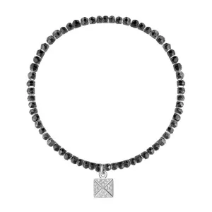 Sylva Sterling Silver Black Bead Cubic Zirconia Square Sectioned Bracelet