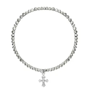 Sylva Sterling Silver Cubic Zirconia Cross Bead Bracelet