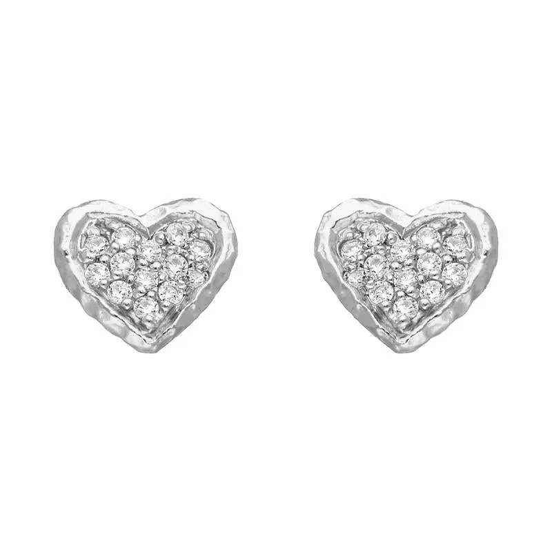 Sylva Sterling Silver Cubic Zirconia Pave Heart Earrings D