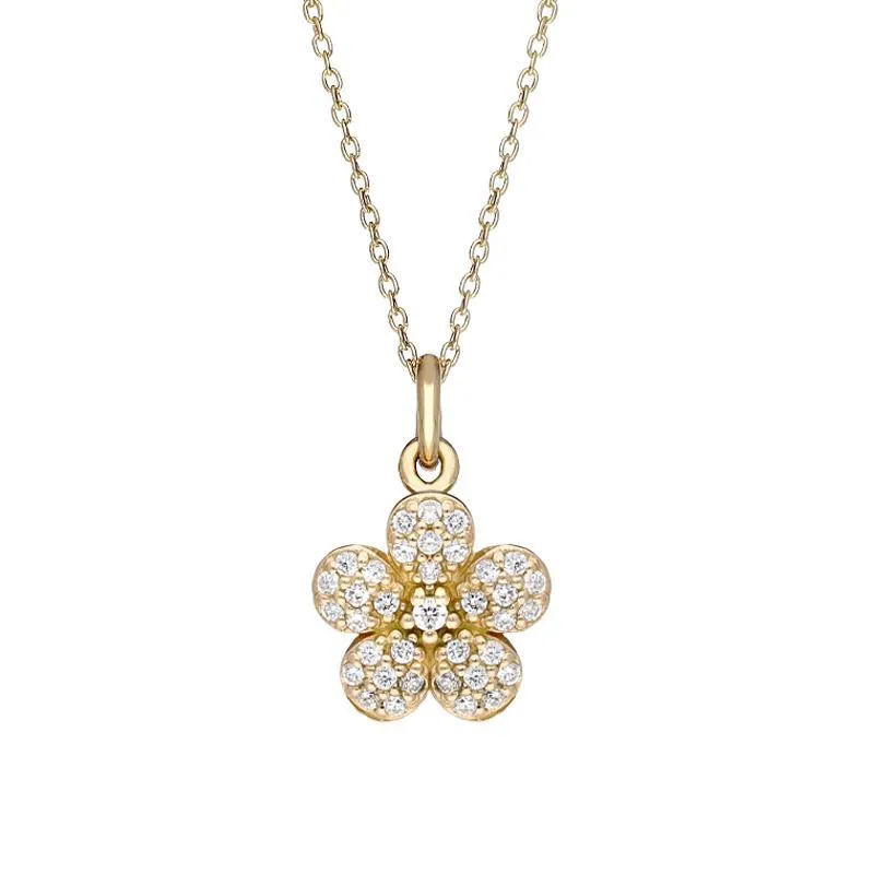 Sylva Yellow Gold Plated Sterling Silver Small Flower Necklace