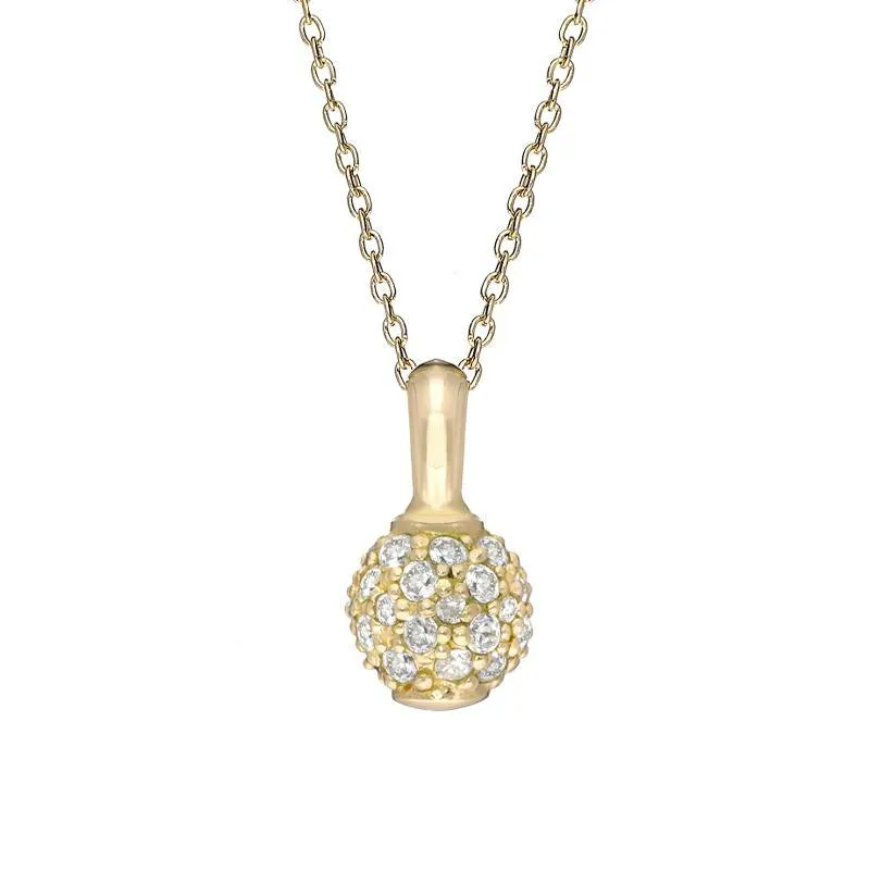 Sylva Yellow Gold Sterling Silver Plated Pave Ball Necklace
