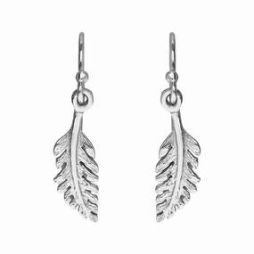Sylva Sterling Silver Cubic Zirconia Small Feather Hook Earrings