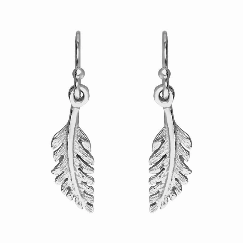 Sylva Sterling Silver Cubic Zirconia Small Feather Hook Earrings