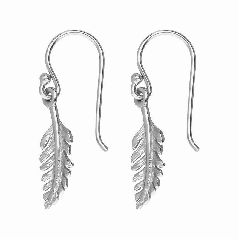 Sylva Sterling Silver Cubic Zirconia Small Feather Hook Earrings