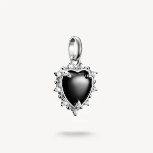 Thomas Sabo Blackened Stirling Silver White Zirconia Black Vintage Heart Connect Charm