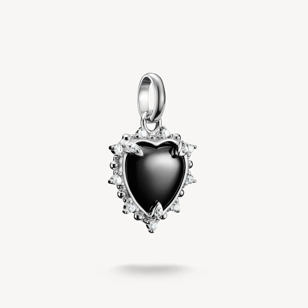 Thomas Sabo Blackened Stirling Silver White Zirconia Black Vintage Heart Connect Charm