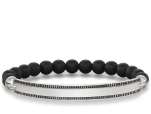 Thomas Sabo Bracelet Love Bridge Black Obsidian Zirconia Pave Silver 17.5cm