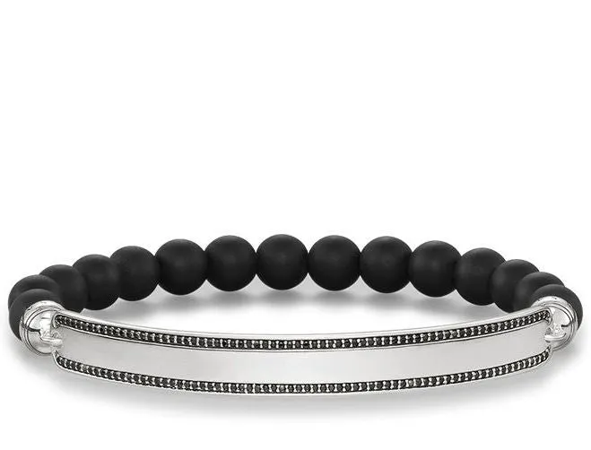 Thomas Sabo Bracelet Love Bridge Black Obsidian Zirconia Pave Silver 17.5cm