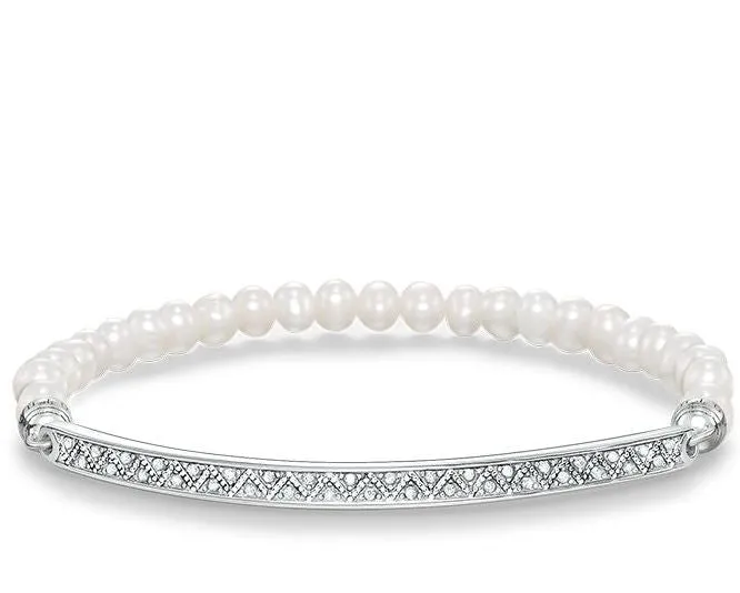 Thomas Sabo Bracelet Love Bridge White Pearl Zirconia Pave Silver 17.5cm