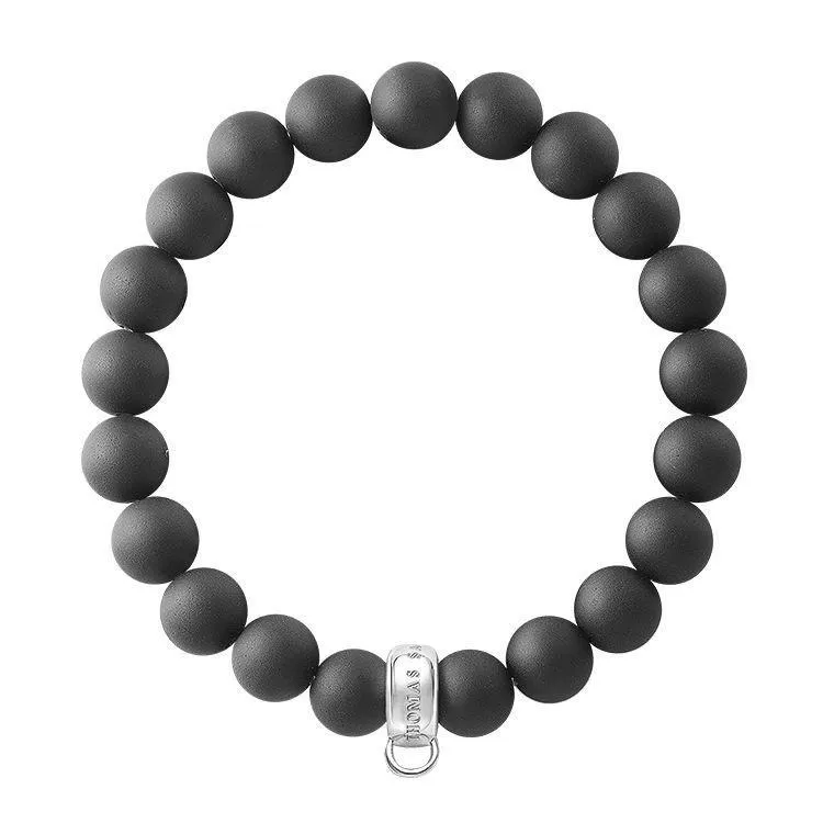 Thomas Sabo Charm Club Black Obsidian Silver Bracelet 18.5cm D