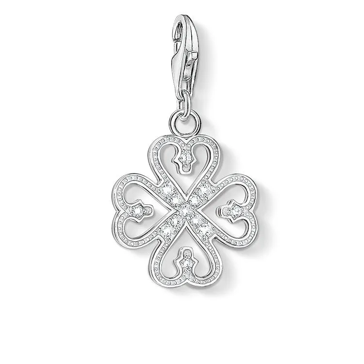 Thomas Sabo Charm Club Silver White Zirconia Cloverleaf Charm