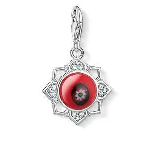 Thomas Sabo Charm Club Silver Zirconia Red Glass Lotus Flower Charm D