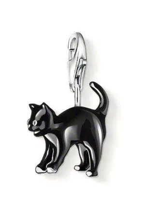 Thomas Sabo Charm Club Sterling Silver Black Enamel Cat Charm