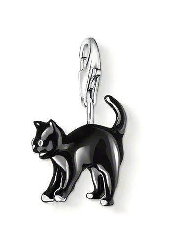 Thomas Sabo Charm Club Sterling Silver Black Enamel Cat Charm