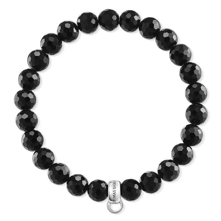 Thomas Sabo Charm Club Sterling Silver Black Obsidian Charm Bracelet 17.5cm