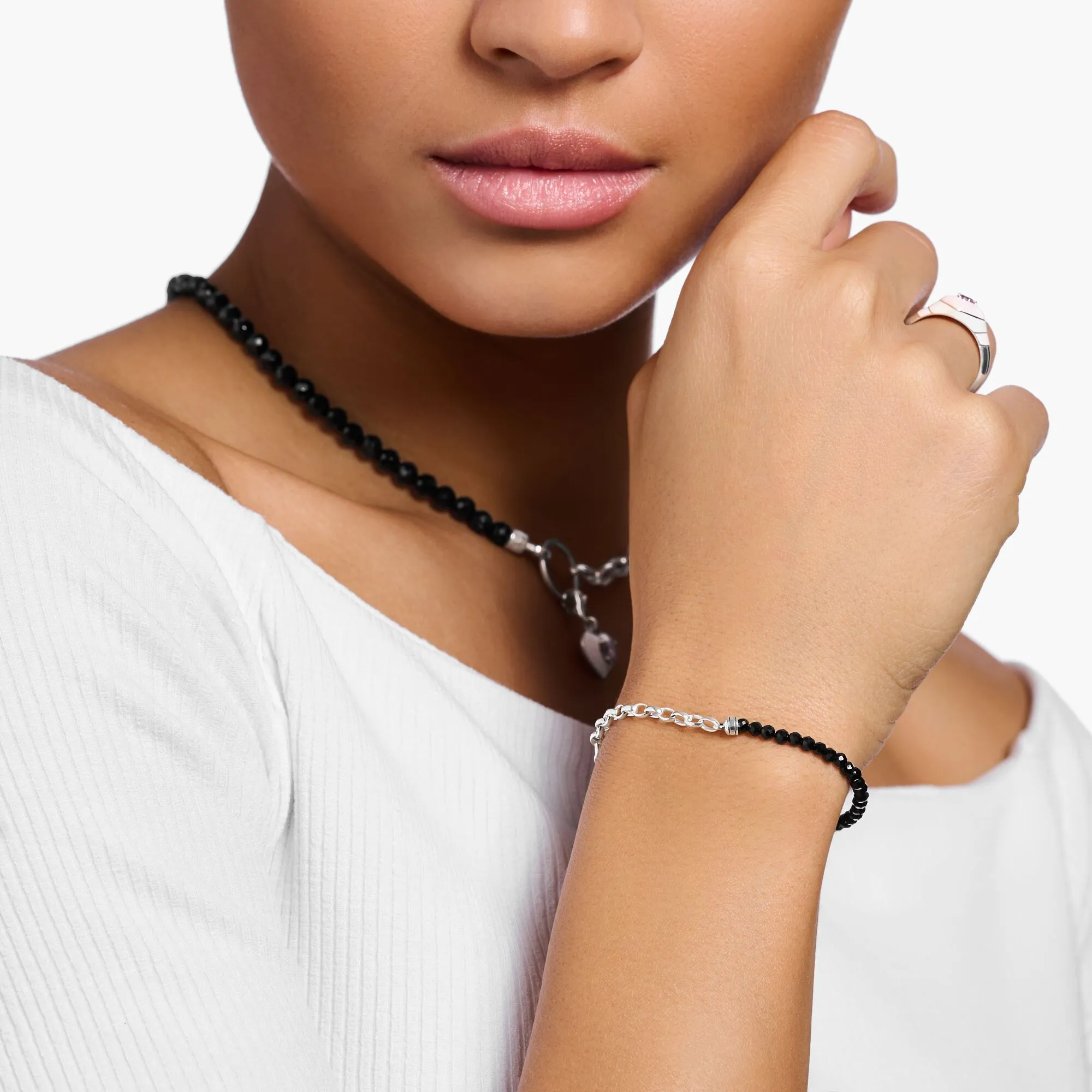 Thomas Sabo Charm Club Sterling Silver Black Onyx Chain Charm Bracelet D