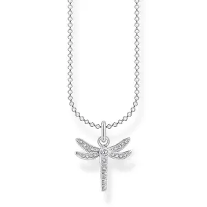 Thomas Sabo Charm Club Sterling Silver Dragonfly Pave Necklace D